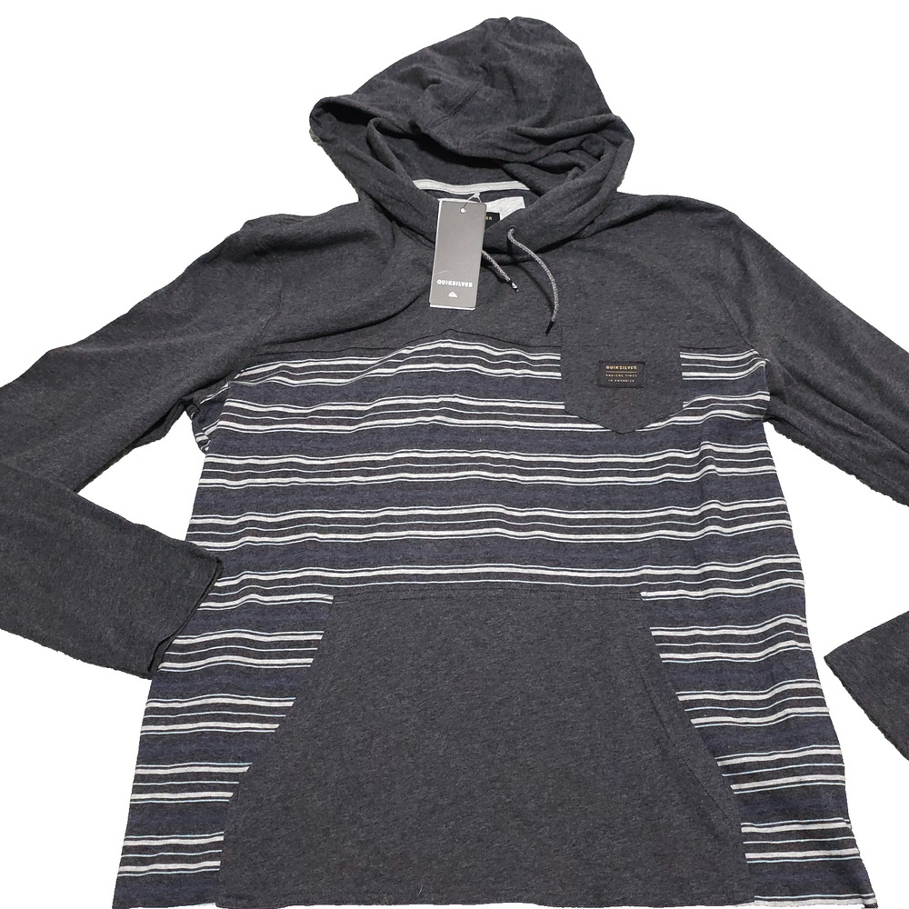Quicksilver Size Small Men's Full Tide Hoody Knit T-Shirt Surf Skate Fleece Logo